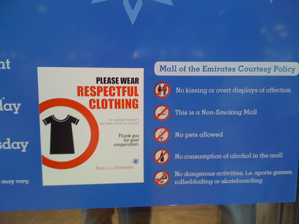 Mall sign in clothing
